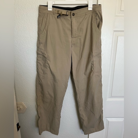 Prana Tan Cargo Pants with Snap Roll up Feature - Picture 1 of 14
